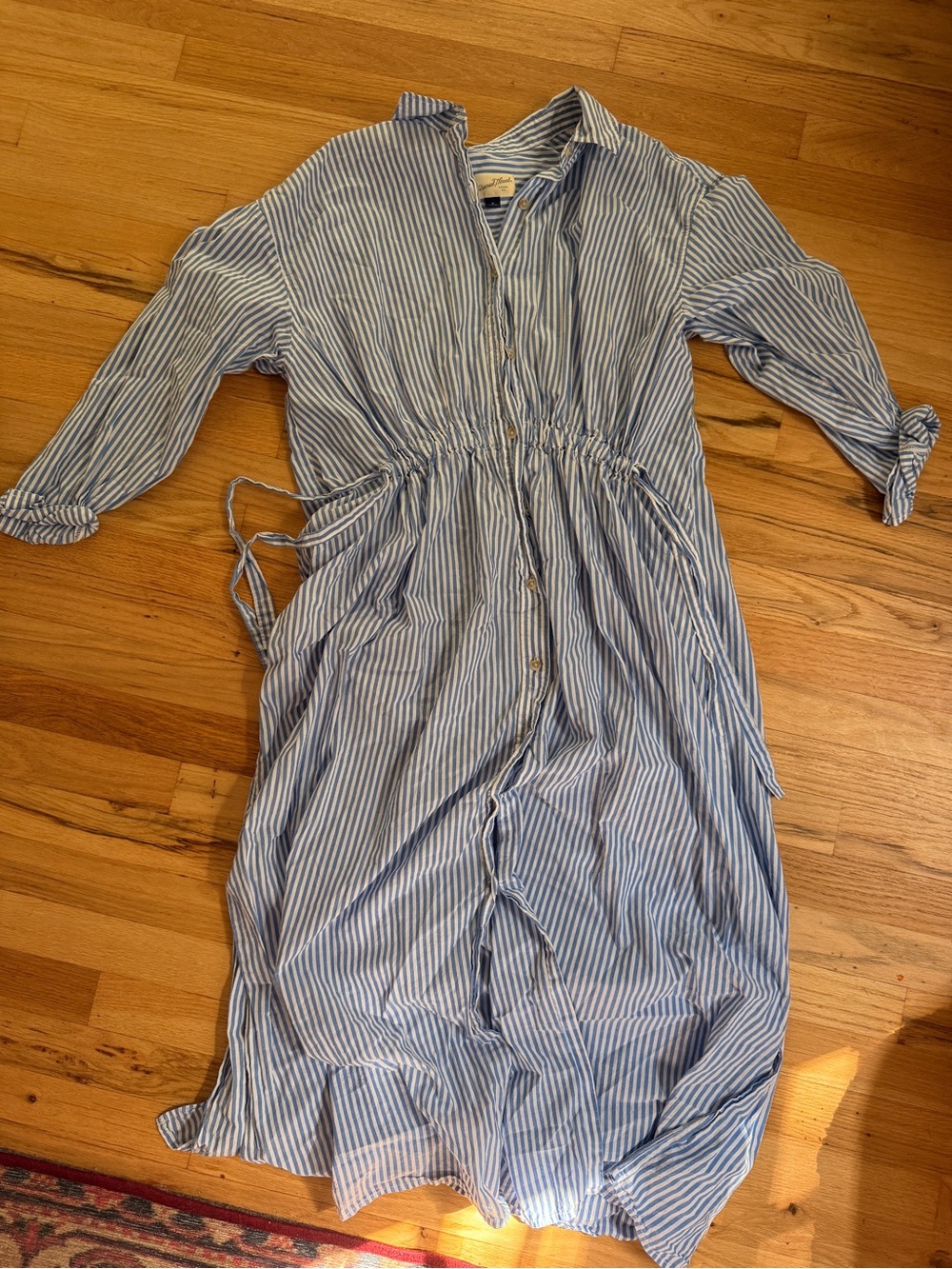 Universal Thread Blue and White Striped Button-Front Maxi Dress